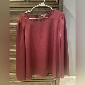 Vince Camuto Burgundy Long-Sleeve Blouse